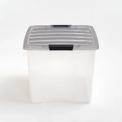 Iris® Stack & Pull™ Storage Boxes, 18 Gallon, Clear/Gray, Set Of 3 Boxes