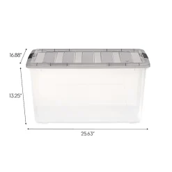 Iris® Stack & Pull™ Storage Boxes, 18 Gallon, Clear/Gray, Set Of 3 Boxes