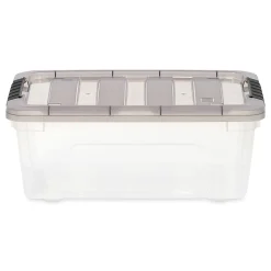 Iris® Stack & Pull™ Storage Boxes, 3.14 Gallon, Clear/Gray, Set Of 8 Boxes