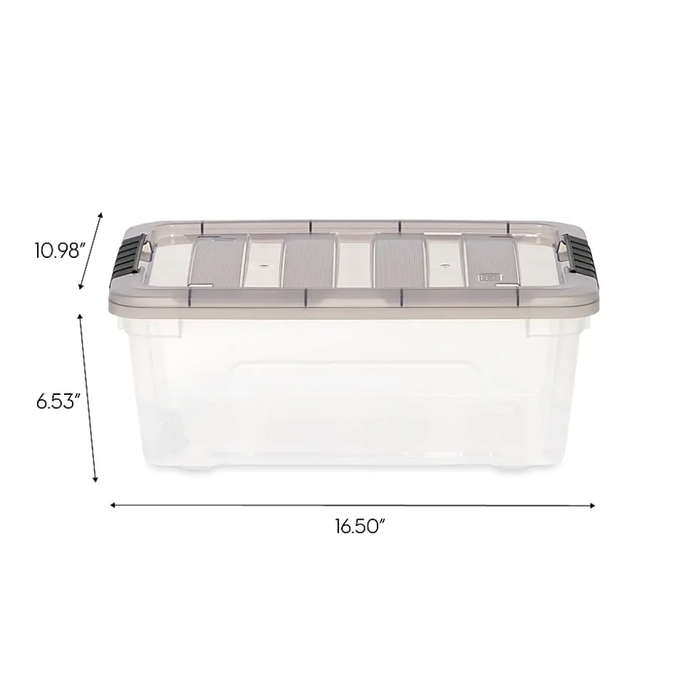 Iris® Stack & Pull™ Storage Boxes, 3.14 Gallon, Clear/Gray, Set Of 8 Boxes
