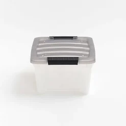 Iris® Stack & Pull™ Storage Boxes, 3.14 Gallon, Clear/Gray, Set Of 8 Boxes