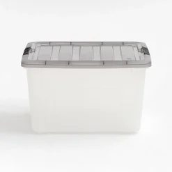 Iris® Stack & Pull™ Storage Boxes, 10 Gallon, Clear/Gray, Set Of 5 Boxes