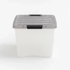 Iris® Stack & Pull™ Storage Boxes, 10 Gallon, Clear/Gray, Set Of 5 Boxes