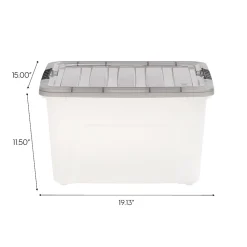 Iris® Stack & Pull™ Storage Boxes, 10 Gallon, Clear/Gray, Set Of 5 Boxes