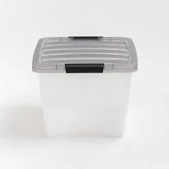 Iris® Stack & Pull™ Storage Box, 8 Gallon, Clear/Gray