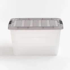 Iris® Stack & Pull™ Storage Box, 8 Gallon, Clear/Gray