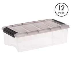 Iris® Stack & Pull™ Storage Box, 1.45 Gallon, Clear/Gray