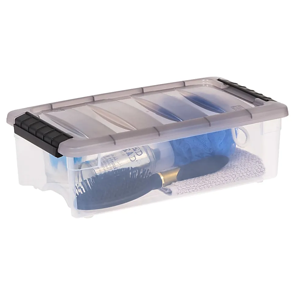 Iris® Stack & Pull™ Storage Box, 1.45 Gallon, Clear/Gray