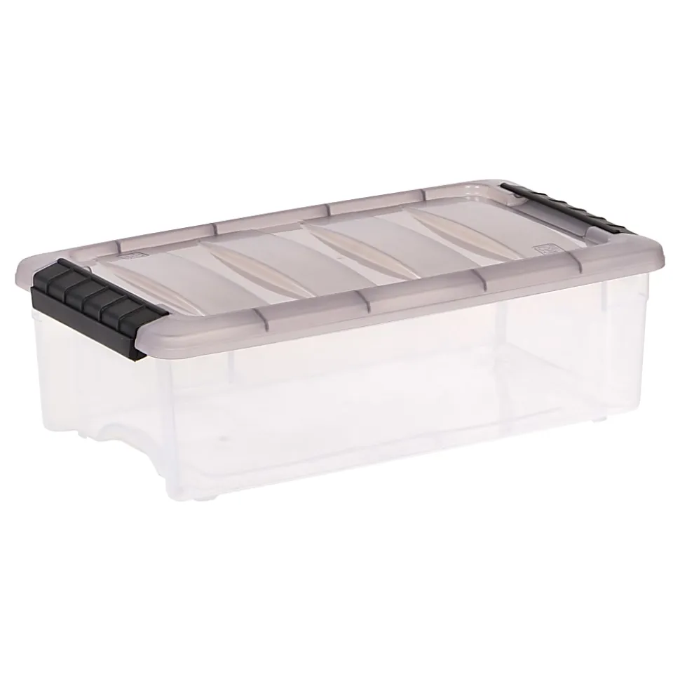 Iris® Stack & Pull™ Storage Box, 1.45 Gallon, Clear/Gray