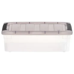 Iris® Stack & Pull™ Storage Box, 1.45 Gallon, Clear/Gray