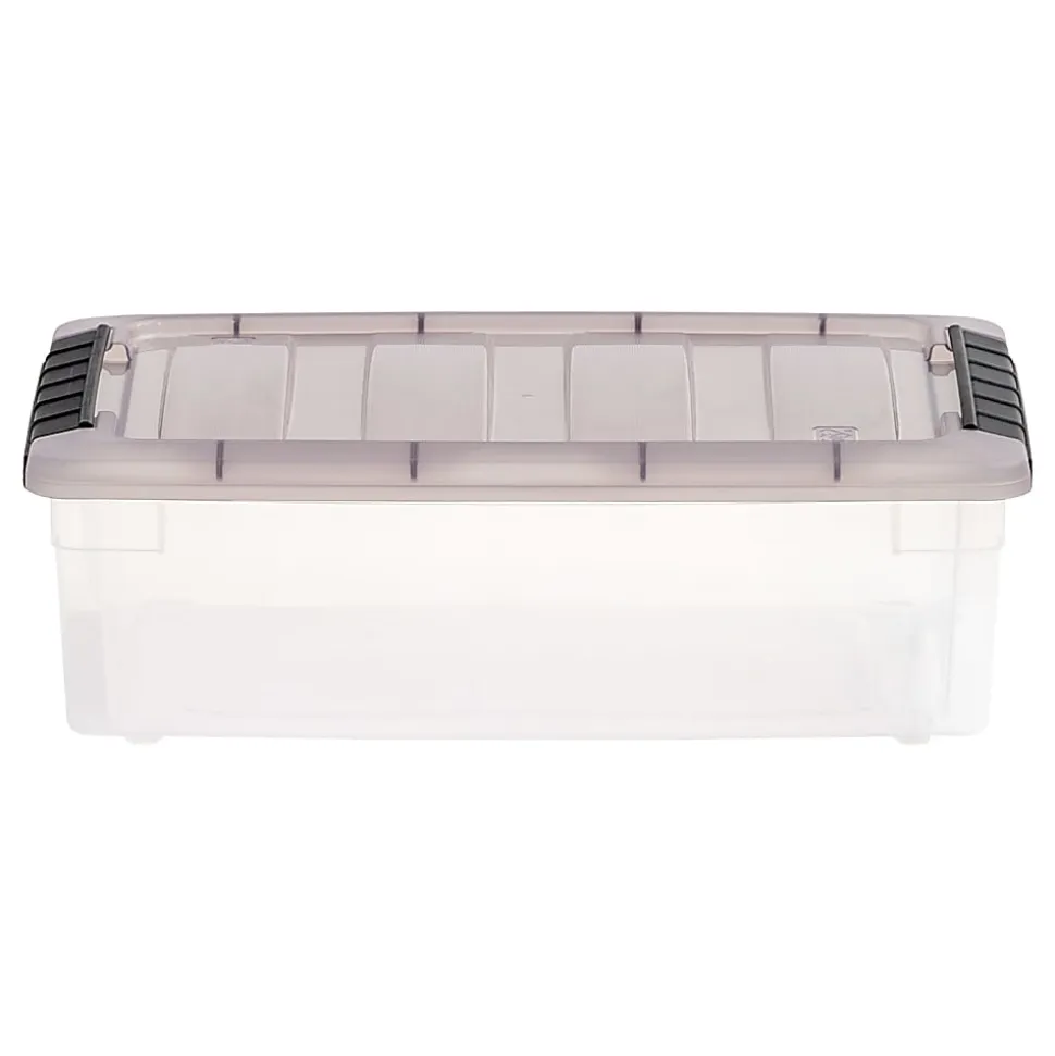 Iris® Stack & Pull™ Storage Box, 1.45 Gallon, Clear/Gray
