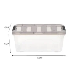 Iris® Stack & Pull™ Storage Box, 3.14 Gallon, Clear/Gray