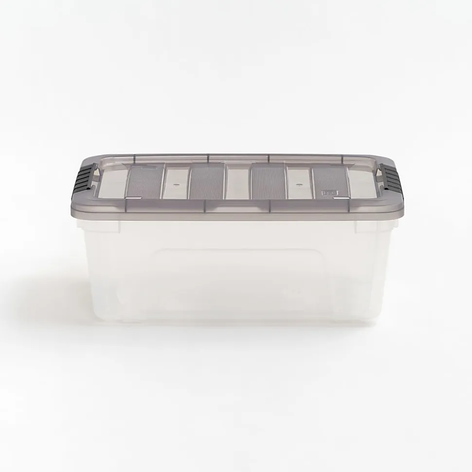 Iris® Stack & Pull™ Storage Box, 3.14 Gallon, Clear/Gray