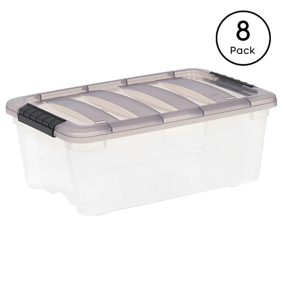 Iris® Stack & Pull™ Storage Box, 3.14 Gallon, Clear/Gray