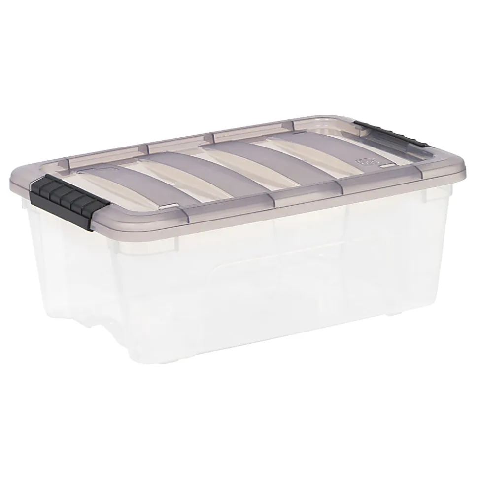 Iris® Stack & Pull™ Storage Box, 3.14 Gallon, Clear/Gray