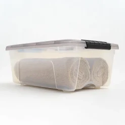 Iris® Stack & Pull™ Storage Box, 3.14 Gallon, Clear/Gray