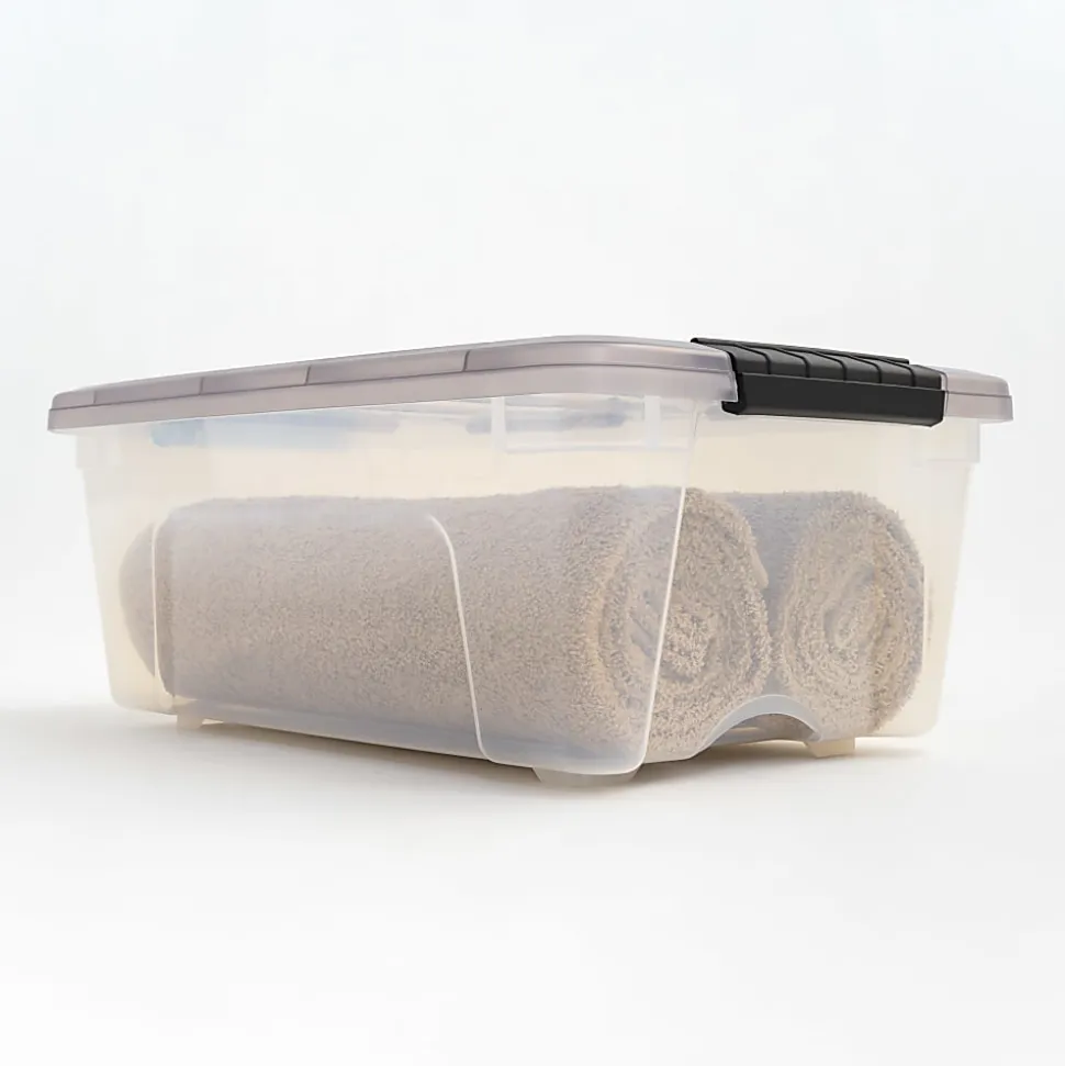 Iris® Stack & Pull™ Storage Box, 3.14 Gallon, Clear/Gray