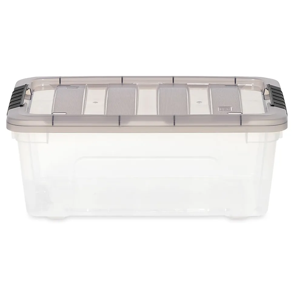Iris® Stack & Pull™ Storage Box, 3.14 Gallon, Clear/Gray
