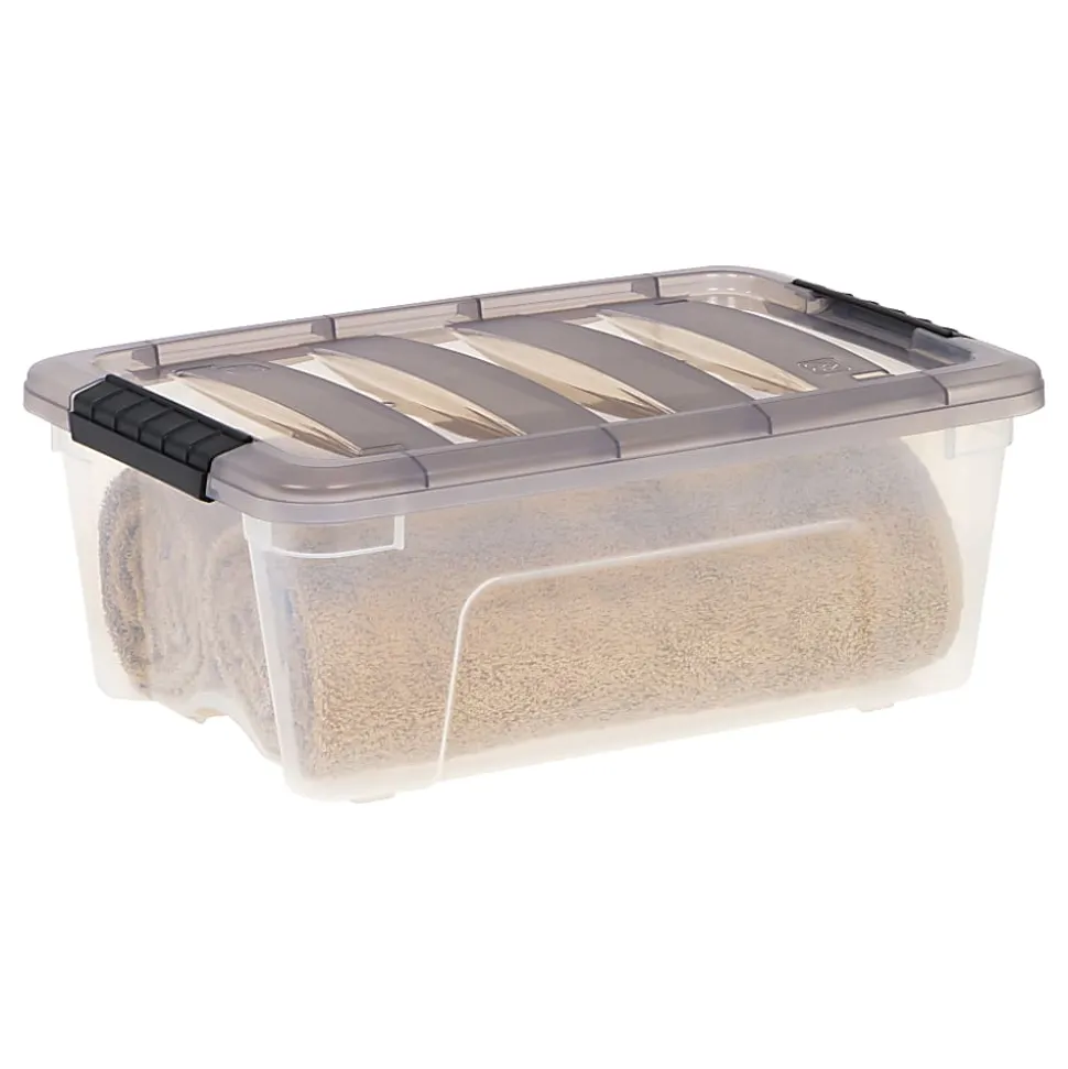 Iris® Stack & Pull™ Storage Box, 3.14 Gallon, Clear/Gray
