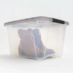 Iris® Stack & Pull™ Storage Box, 4.75 Gallon, Clear/Gray