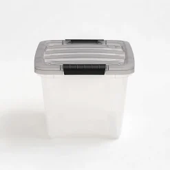 Iris® Stack & Pull™ Storage Box, 4.75 Gallon, Clear/Gray