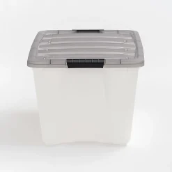 Iris® Stack & Pull™ Storage Box, 13.4 Gallon, Clear/Gray