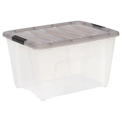 Iris® Stack & Pull™ Storage Box, 13.4 Gallon, Clear/Gray