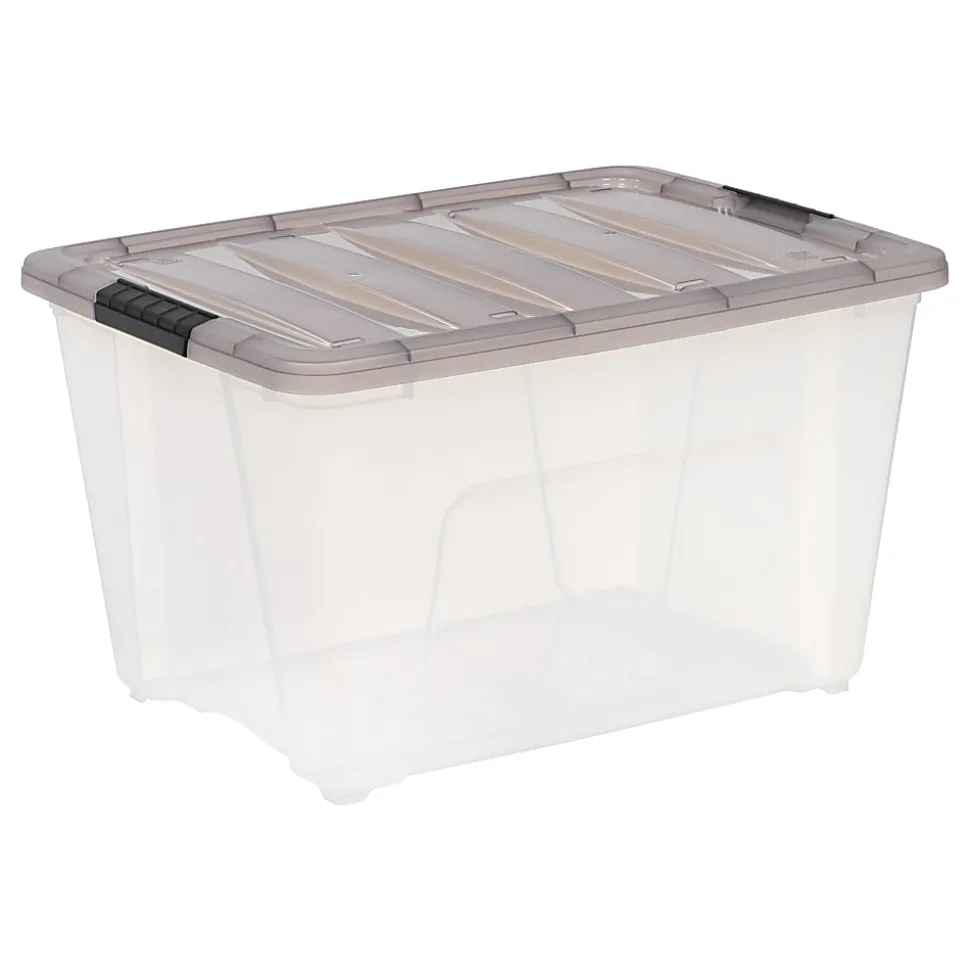 Iris® Stack & Pull™ Storage Box, 13.4 Gallon, Clear/Gray