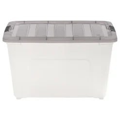 Iris® Stack & Pull™ Storage Box, 13.4 Gallon, Clear/Gray