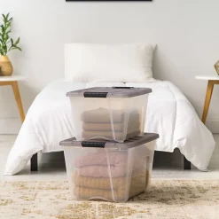 Iris® Stack & Pull™ Storage Box, 13.4 Gallon, Clear/Gray