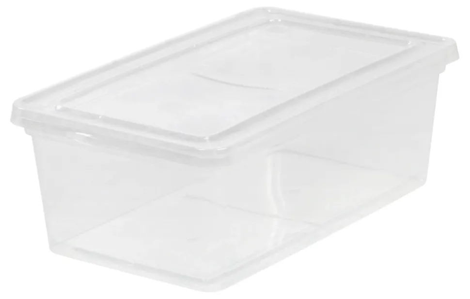Iris Storage Boxes With Lids, 4-15/16”H x 8-1/4”W x 14-1/4”D, Clear, 18 pack