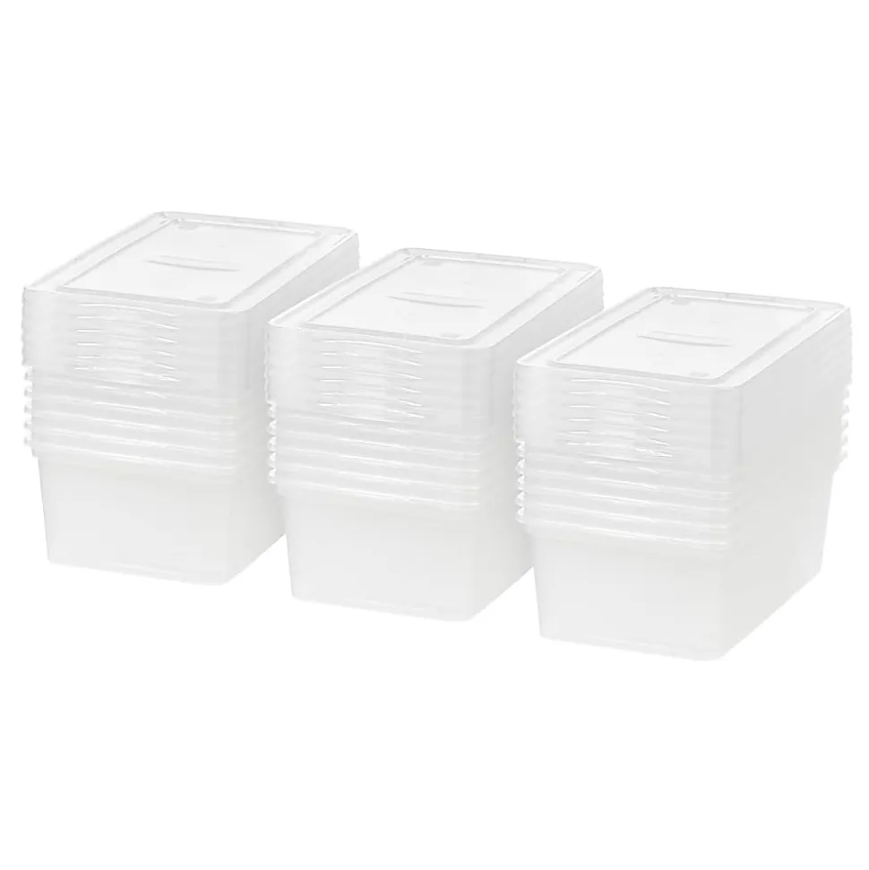 Iris Storage Boxes With Lids, 4-15/16”H x 8-1/4”W x 14-1/4”D, Clear, 18 pack