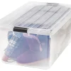 Iris® Storage Boxes With Lift-Off Lids, 26 1/10" x 17 1/2" x 11 1/4", Clear, Case Of 5