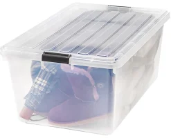 Iris® Storage Boxes With Lift-Off Lids, 26 1/10" x 17 1/2" x 11 1/4", Clear, Case Of 5