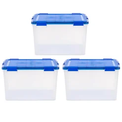 Iris Ultimate Weatherpro Storage Boxes, 23-5/8”L x 20-1/16”W x 16-3/16”H, 74 Qt, Clear, Set Of 3 Boxes