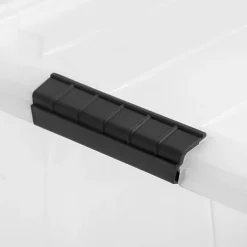 Iris USA® Buckled Boxes, 60 Qt, 22-1/16”L x 16-5/8”W x 13-1/16”H, Clear, Set Of 4 Boxes