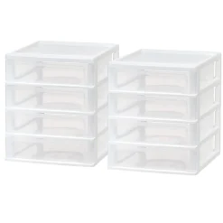 Iris USA® Desktop Drawer Units, 4 Drawers, 10-1/2" x 12-7/16", White, Set Of 2 Units