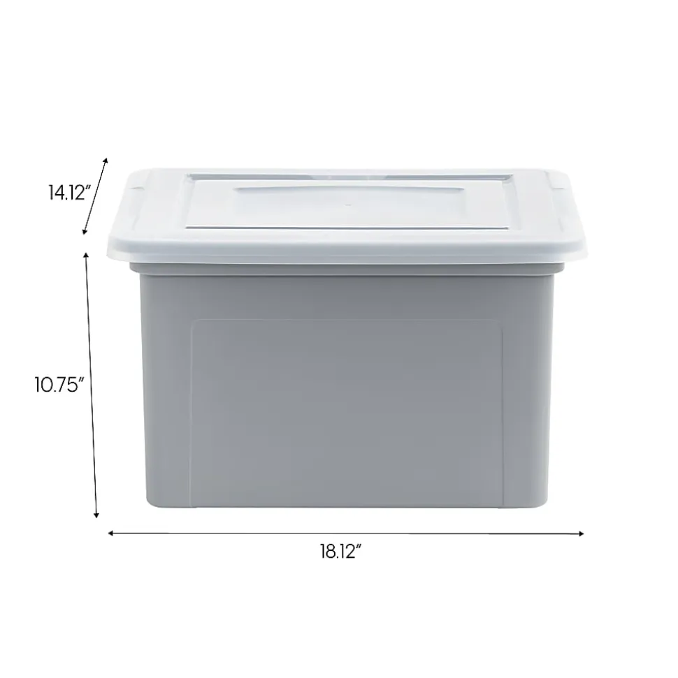 Iris USA® File Boxes, 35 Qt, 28-15/16”L x 21”W x 17-11/16”H, Gray, Pack Of 3 Boxes