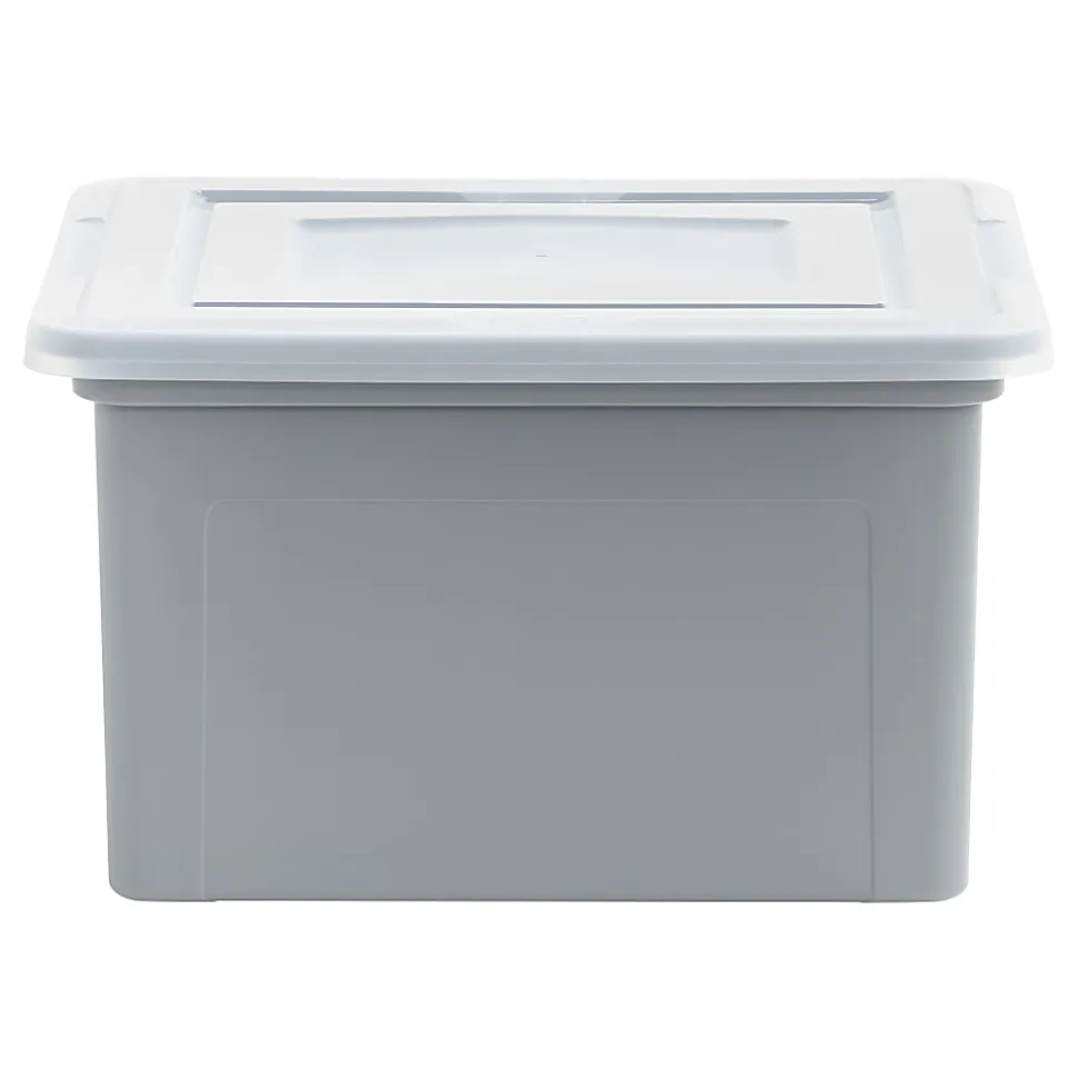 Iris USA® File Boxes, 35 Qt, 28-15/16”L x 21”W x 17-11/16”H, Gray, Pack Of 3 Boxes