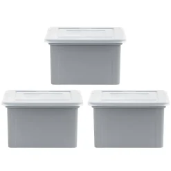 Iris USA® File Boxes, 35 Qt, 28-15/16”L x 21”W x 17-11/16”H, Gray, Pack Of 3 Boxes