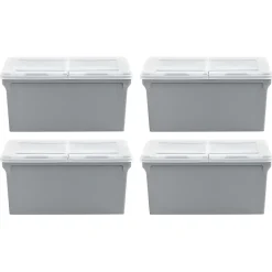 Iris USA® File Boxes, 44 Qt, 31-1/2”L x 17-5/16”W x 13”H, Gray, Pack Of 4 Boxes
