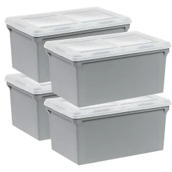 Iris USA® File Boxes, 44 Qt, 31-1/2”L x 17-5/16”W x 13”H, Gray, Pack Of 4 Boxes