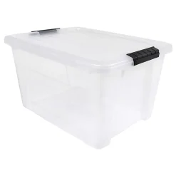 Iris USA® Weathertight Storage Boxes, 32-Quart, 19-1/16”L x 15-3/16”W x 13-1/4”H, Clear, Pack Of 4 Boxes