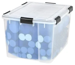 IRIS® Weatherpro® Plastic Storage Container With Latch Lid, 14 1/2" x 17 3/4" x 23 5/8", Clear