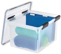 Iris® WeatherPro Storage File Box, Letter/Legal Size, 10 9/10" x 14 1/2" x 17 7/8", Clear