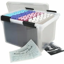 Iris® WeatherPro Storage File Box, Letter/Legal Size, 10 9/10" x 14 1/2" x 17 7/8", Clear