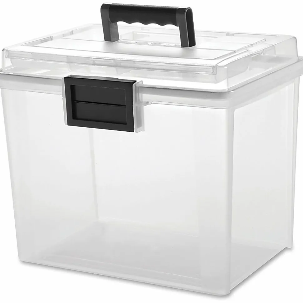 Iris® Weathertight® Mobile Storage File Box, 11 1/2" x 13 3/4" x 10 7/16", Clear