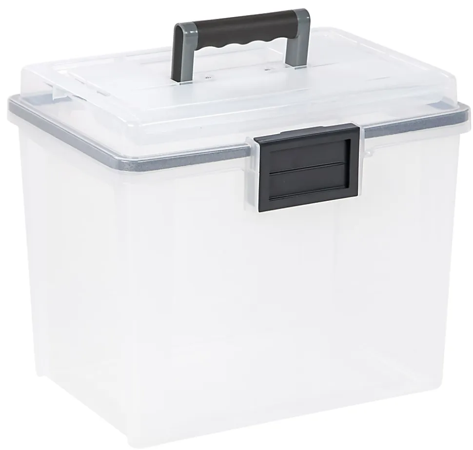 Iris® Weathertight® Mobile Storage File Box, 11 1/2" x 13 3/4" x 10 7/16", Clear