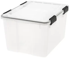 IRIS® Weathertight® Storage Container, 46 Quarts, 11 4/5" x 15 4/5" x 19 7/10", Clear