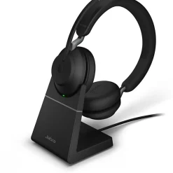 Jabra Evolve2 65 Headset With Charging Stand - Stereo - USB Type A - Wireless - Bluetooth - Over-the-head - Binaural - Supra-aural - Black